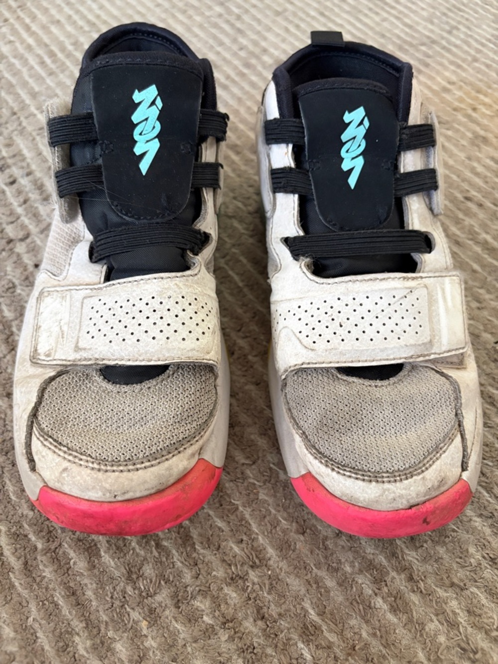 Nike Kids White Sneakers with Black Accents and Pink Toe - NIKE Jordans
